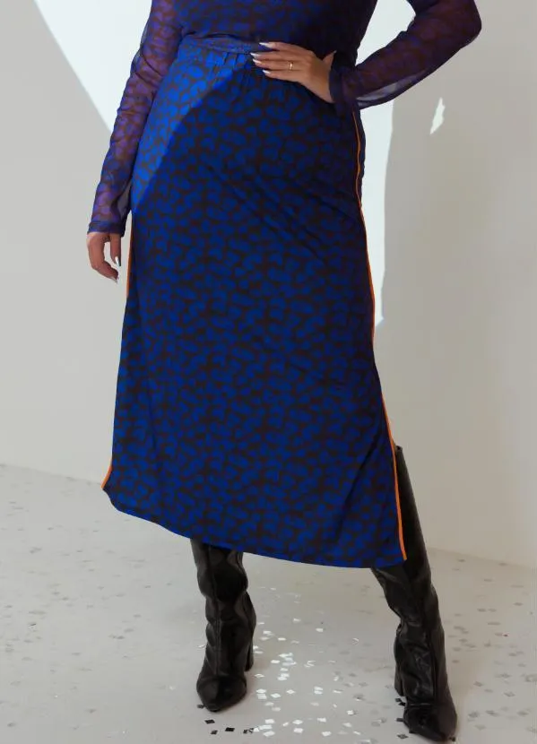 Quintess - Saia Onça Marinho Longuete com Fendas