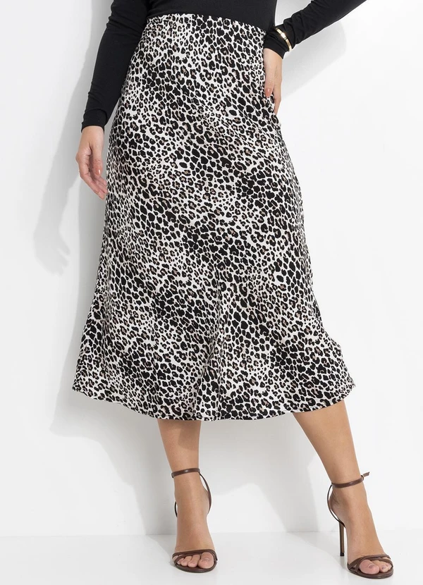 Quintess - Saia Onça Preta em Viscose Plana 3