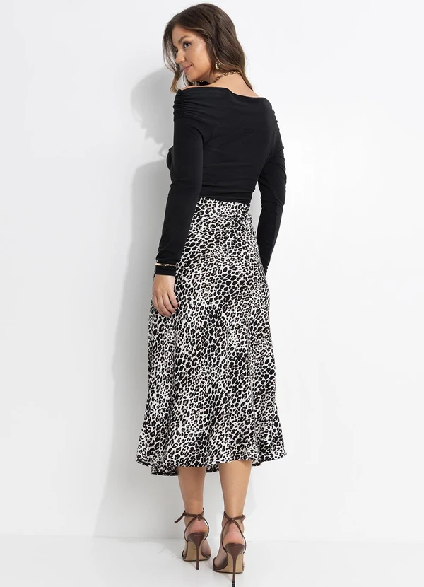 Quintess - Saia Onça Preta em Viscose Plana 6