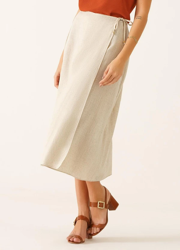 Principessa - Saia Pareô Longuete em Linho Crú Roseline 1