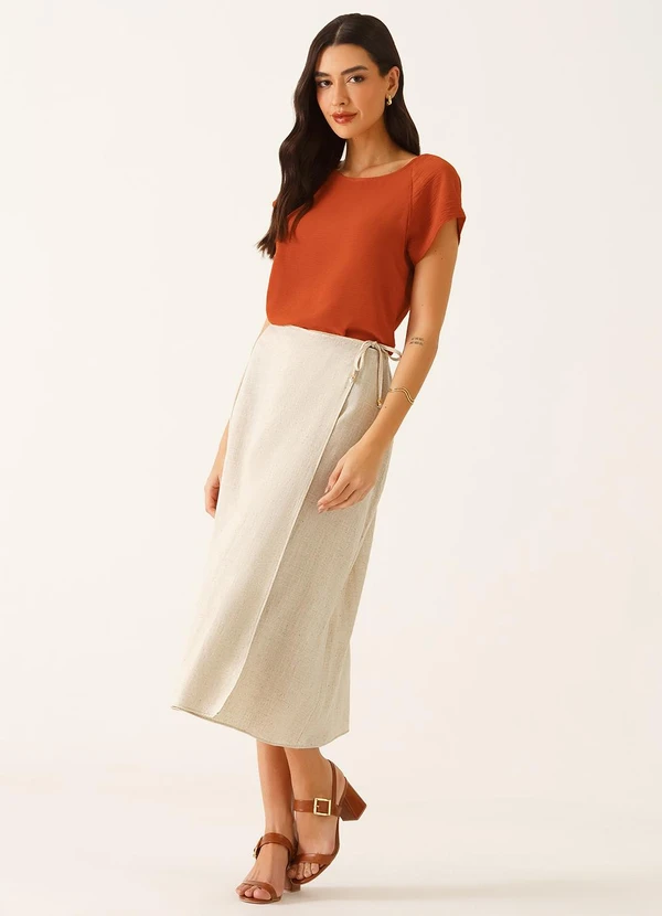 Principessa - Saia Pareô Longuete em Linho Crú Roseline 3