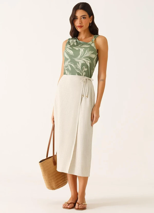 Principessa - Saia Pareô Longuete em Linho Crú Roseline 4