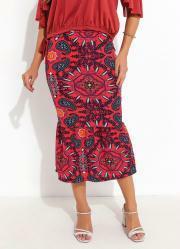 Saia Payslei Vermelho com Babado na Barra