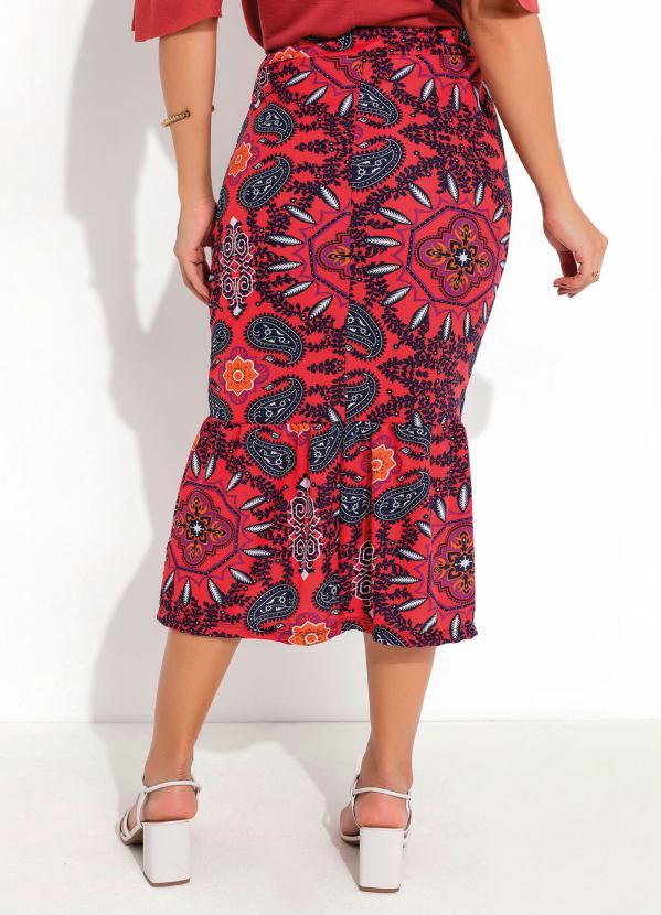 Outlet - Saia Payslei Vermelho com Babado na Barra 2