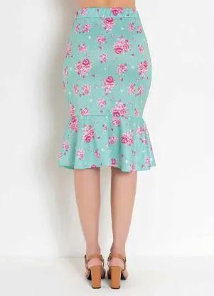 Rosalie - Saia Peplum Floral Verde - ROSALIE