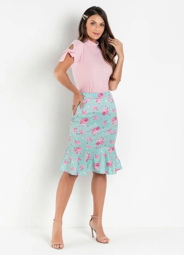 Rosalie - Saia Peplum Floral Verde 3