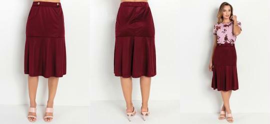 Saia Peplum Vinho
