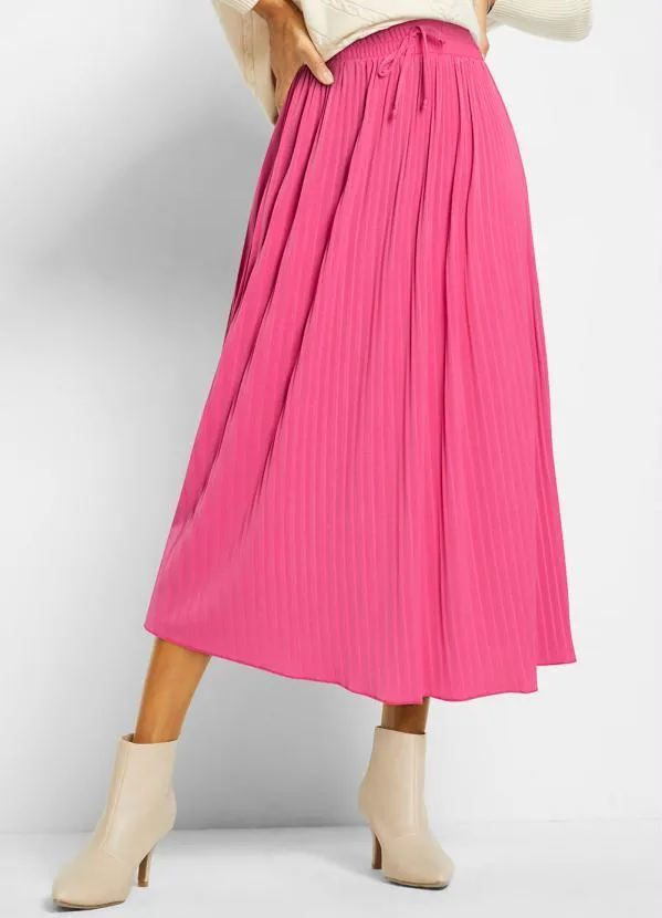 bonprix Saia Pink em Malha Crepe