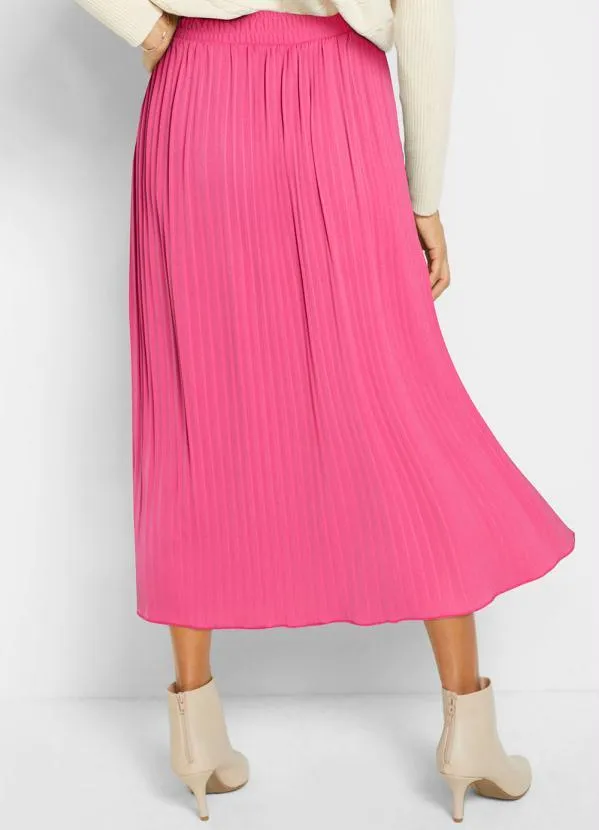 bonprix - Saia Pink em Malha Crepe 2