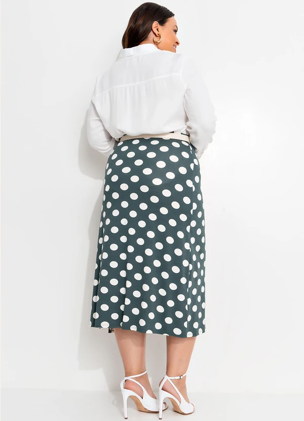 Quintess - Saia Poá Grafite em Malha de Viscose 10