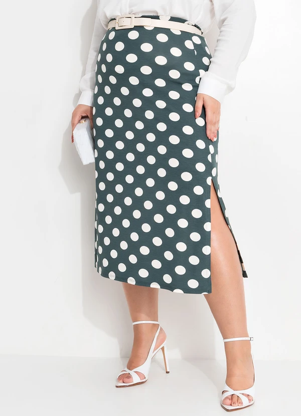 Quintess - Saia Poá Grafite em Malha de Viscose 7