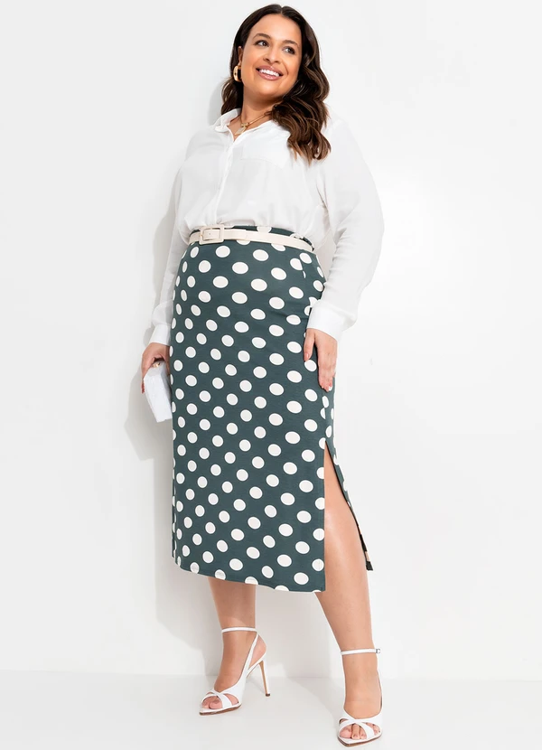 Quintess - Saia Poá Grafite em Malha de Viscose 9