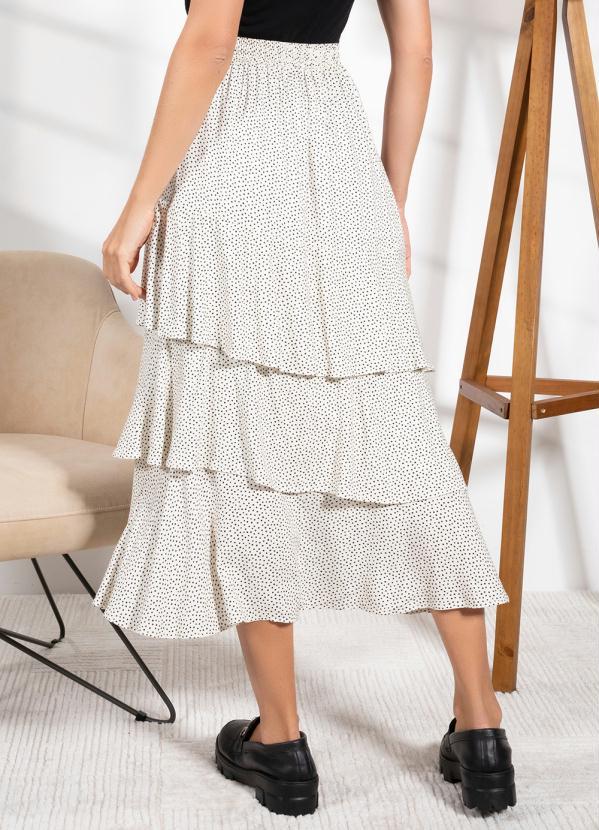 Quintess - Saia Poá Off White com Babados 2