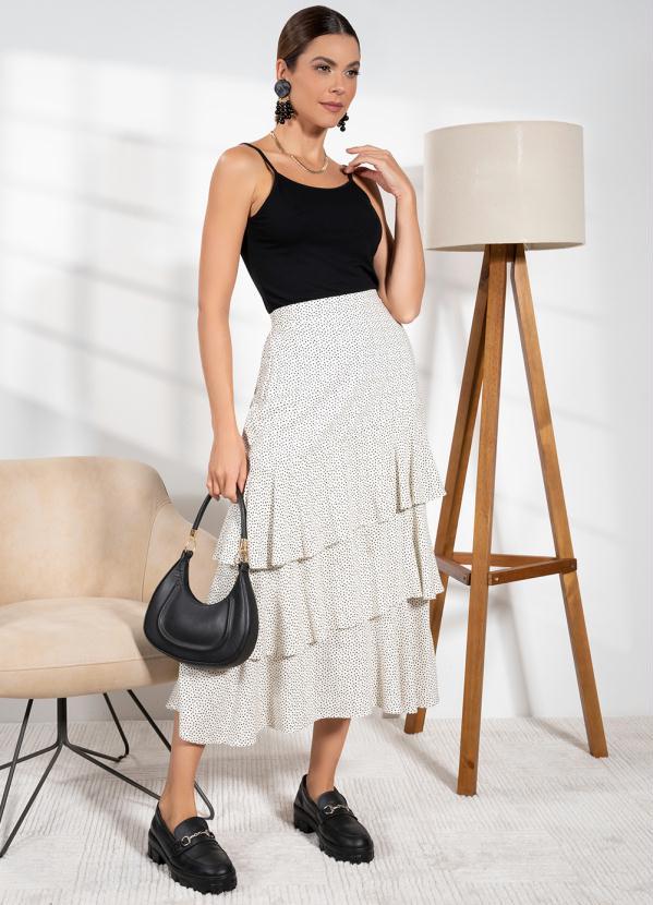 Quintess - Saia Poá Off White com Babados 3