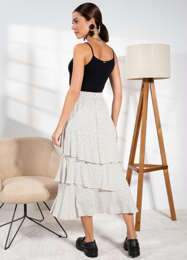 Quintess - Saia Poá Off White com Babados 4