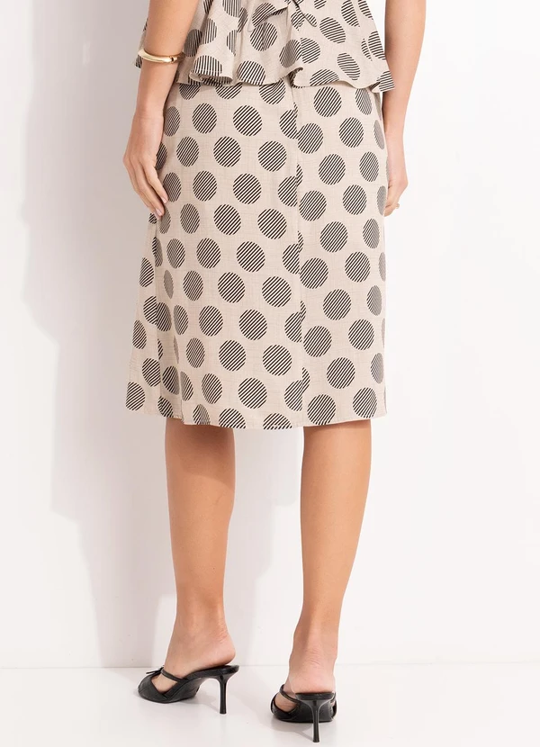 Quintess - Saia Midi Evasê Poá em Viscose com Fenda e Cintura Alta 6