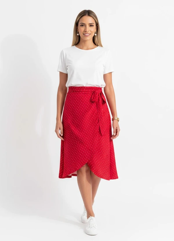 Quintess - Saia Poá Vermelho em Malha Fria
