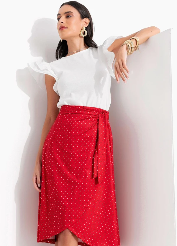 Quintess - Saia Poá Vermelho em Malha Fria 12
