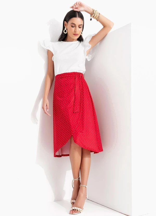 Quintess - Saia Poá Vermelho em Malha Fria 7