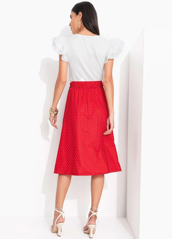 Quintess - Saia Poá Vermelho em Malha Fria 8