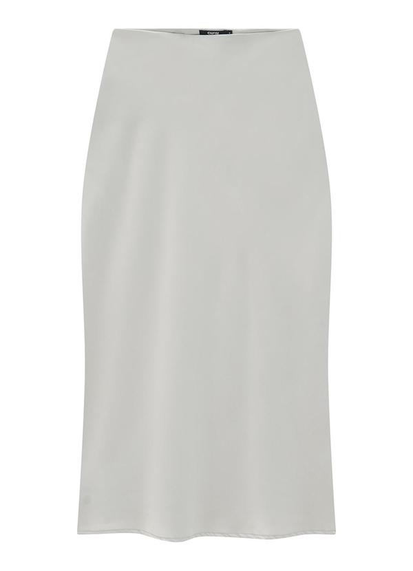 Enfim - Saia Prateada Mídi Evasê Acetinada