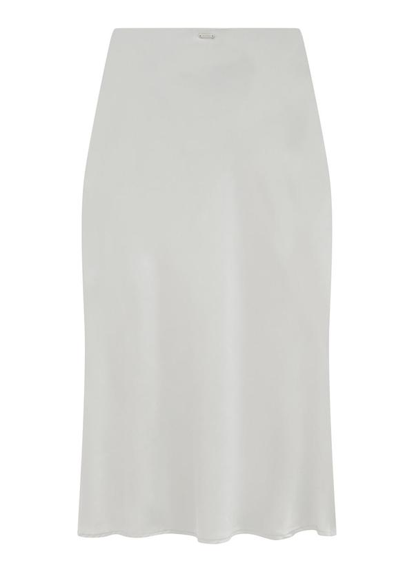 Enfim - Saia Prateada Mídi Evasê Acetinada 2