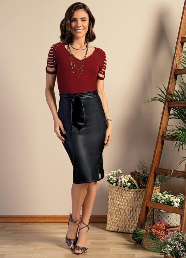 Quintess - Saia Preta com Amarração na Cintura 3