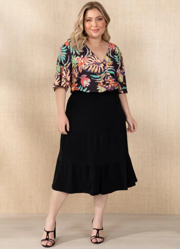 Quintess - Saia Preta com Babados em Camadas 11