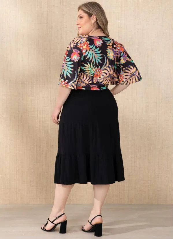 Quintess - Saia Preta com Babados em Camadas 12