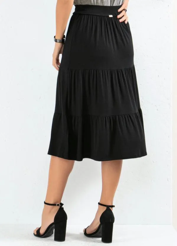 Quintess - Saia Preta com Babados em Camadas 2