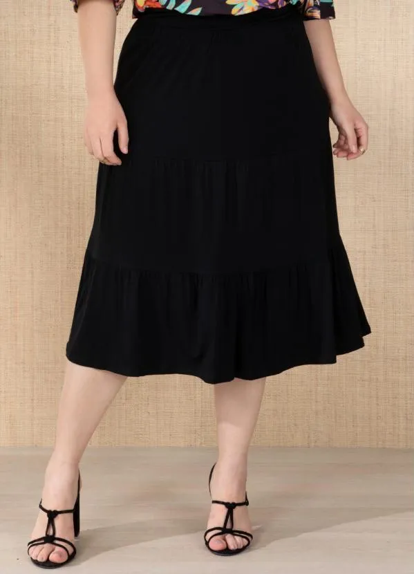 Quintess - Saia Preta com Babados em Camadas 9