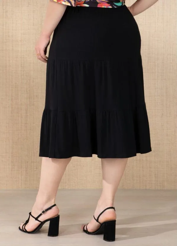Quintess - Saia Preta com Babados em Camadas 10