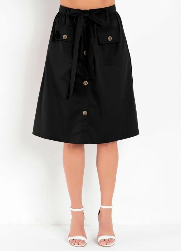 Rosalie Saia Preta com Bolsos