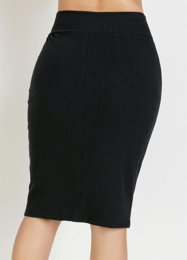 Rosalie - Saia Preta com Botões Moda Evangélica 2