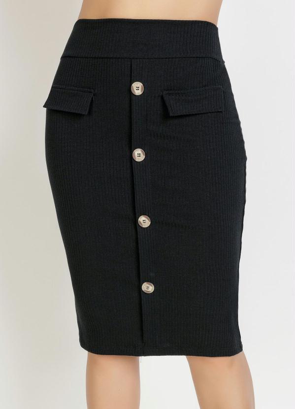 Rosalie - Saia Preta com Botões Moda Evangélica 4