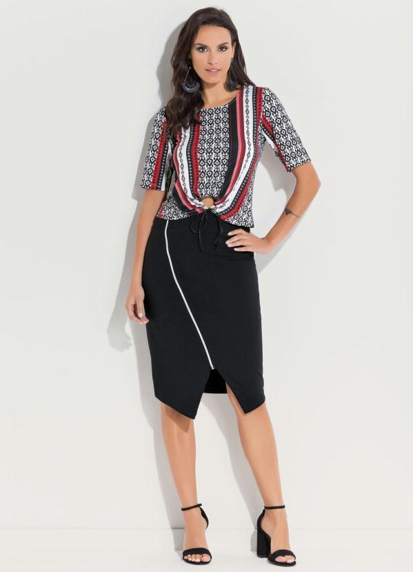 Quintess - Saia Preta com Zíper Transversal 3