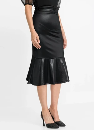 bonprix - Saia Preta em Cirrê - BONPRIX