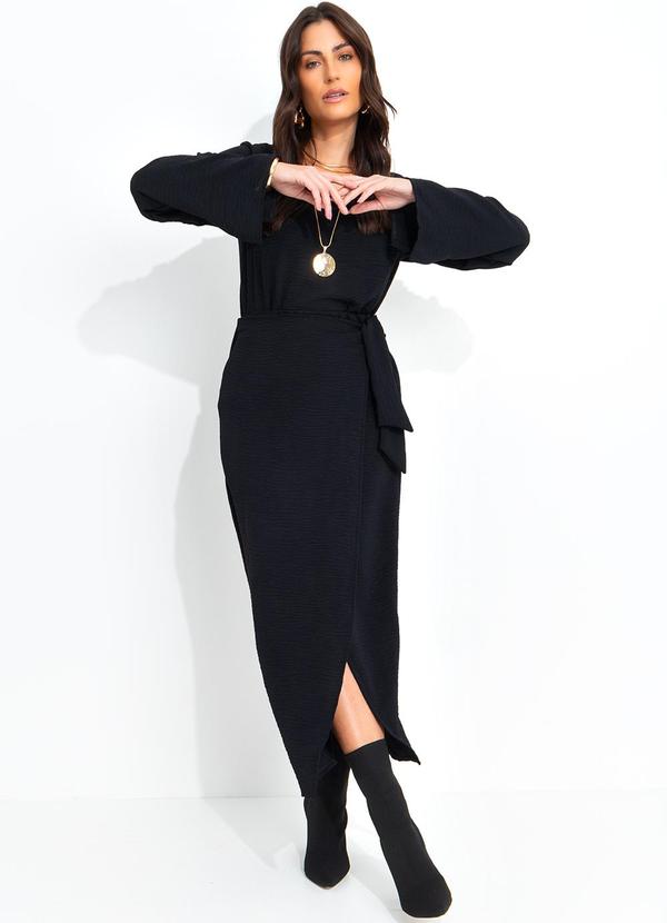 Quintess - Saia Preta em Crepe Plano 6