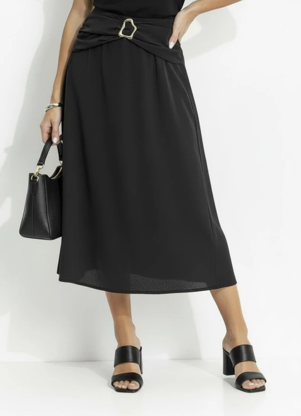 Quintess - Saia Preta em Crepe Plano