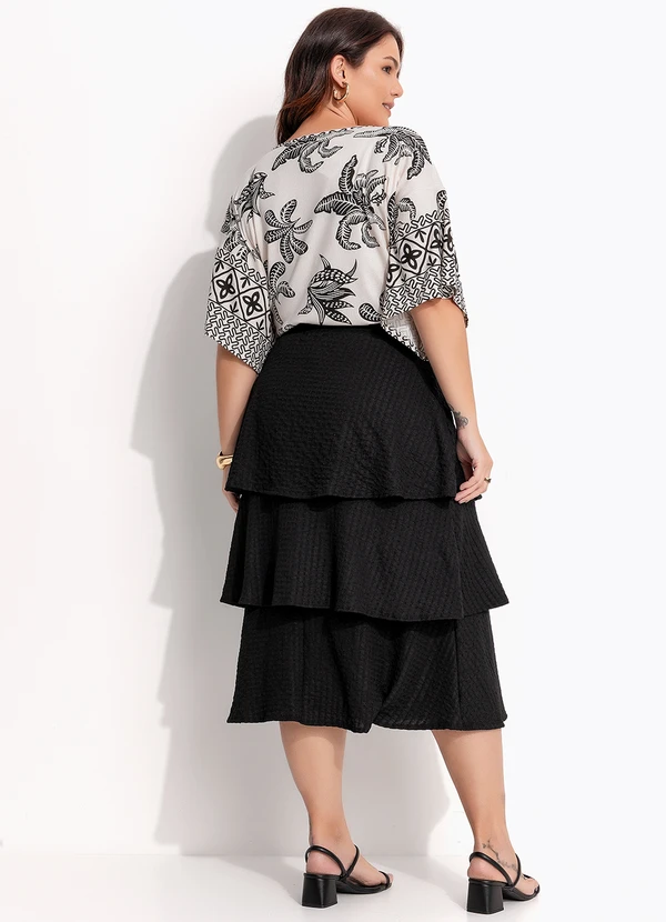 Quintess - Saia Preta em Malha Canelada Texturizada 11