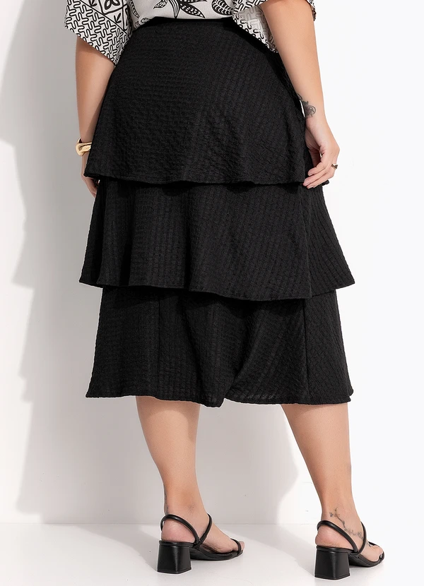 Quintess - Saia Preta em Malha Canelada Texturizada 9