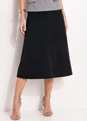 Quintess - Saia Preta em Malha Crepe - QUINTESS