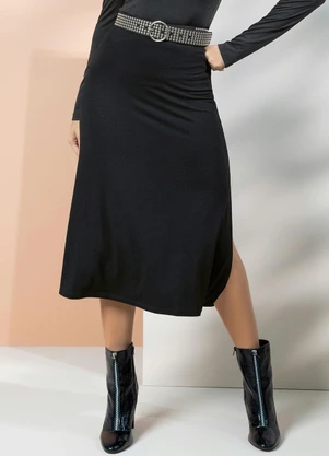 Quintess - Saia Preta em Malha de Viscose - QUINTESS