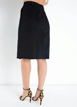 Moda Pop - Saia Preta em Sarja com Fenda - MODA POP