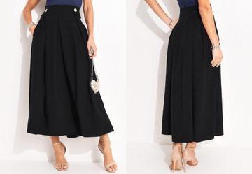 Saia Preta em Tecido Texturizado