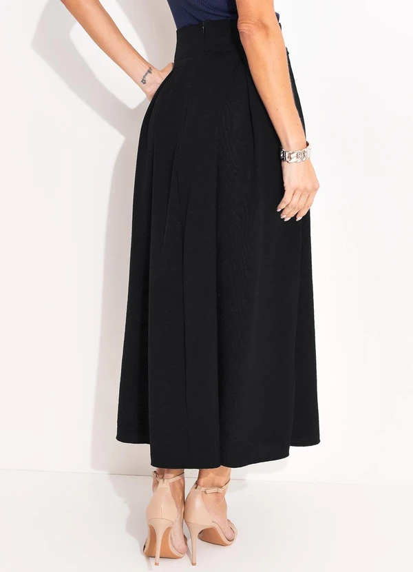 Quintess - Saia Preta em Tecido Texturizado 2