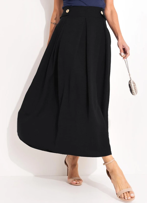 Quintess - Saia Preta em Tecido Texturizado 3