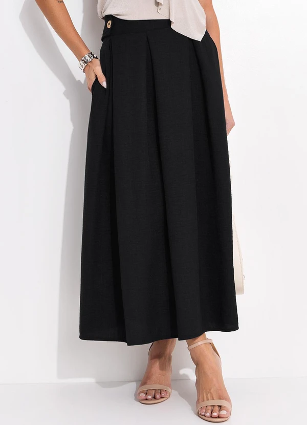 Quintess - Saia Preta em Tecido Texturizado 6