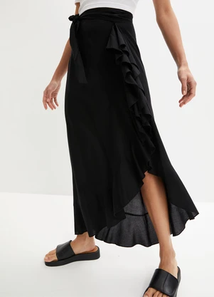 bonprix - Saia Preta em Viscose Plana - BONPRIX