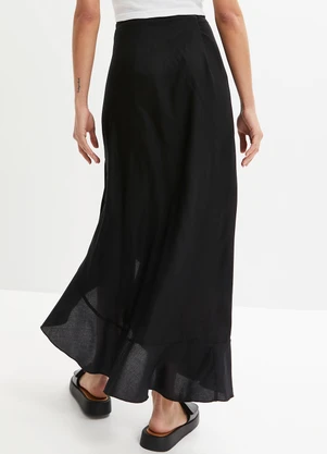 bonprix - Saia Preta em Viscose Plana - BONPRIX